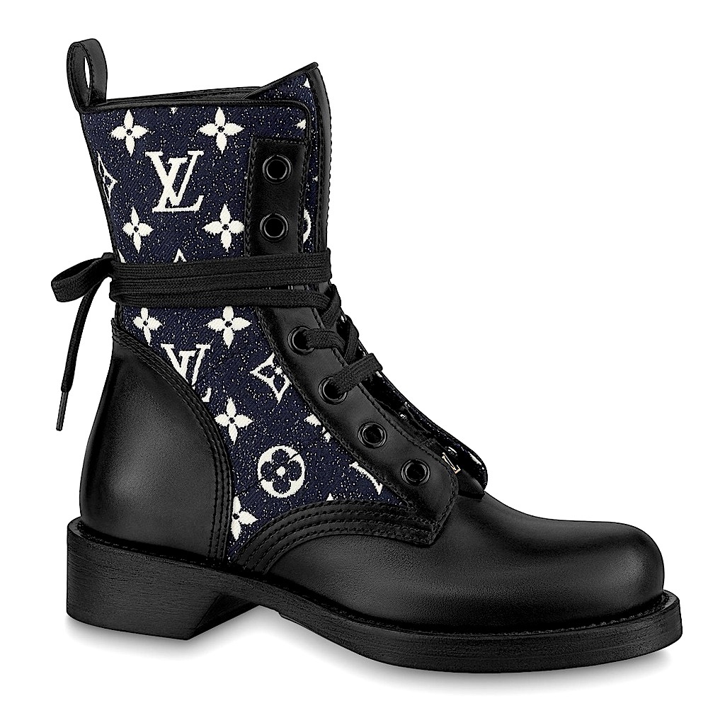 NEW! LOUIS VUITTON METROPOLIS FLAT RANGER DENIM WHITE MONOGRAM ANKLE BOOT